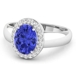 14KT White Gold 1.41ct Tanzanite and Diamond Ring