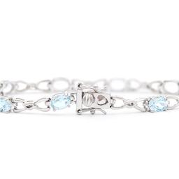 Plated Rhodium 8.55ctw Blue Topaz Bracelet