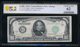 1934A $1000 Chicago FRN PCGS 62