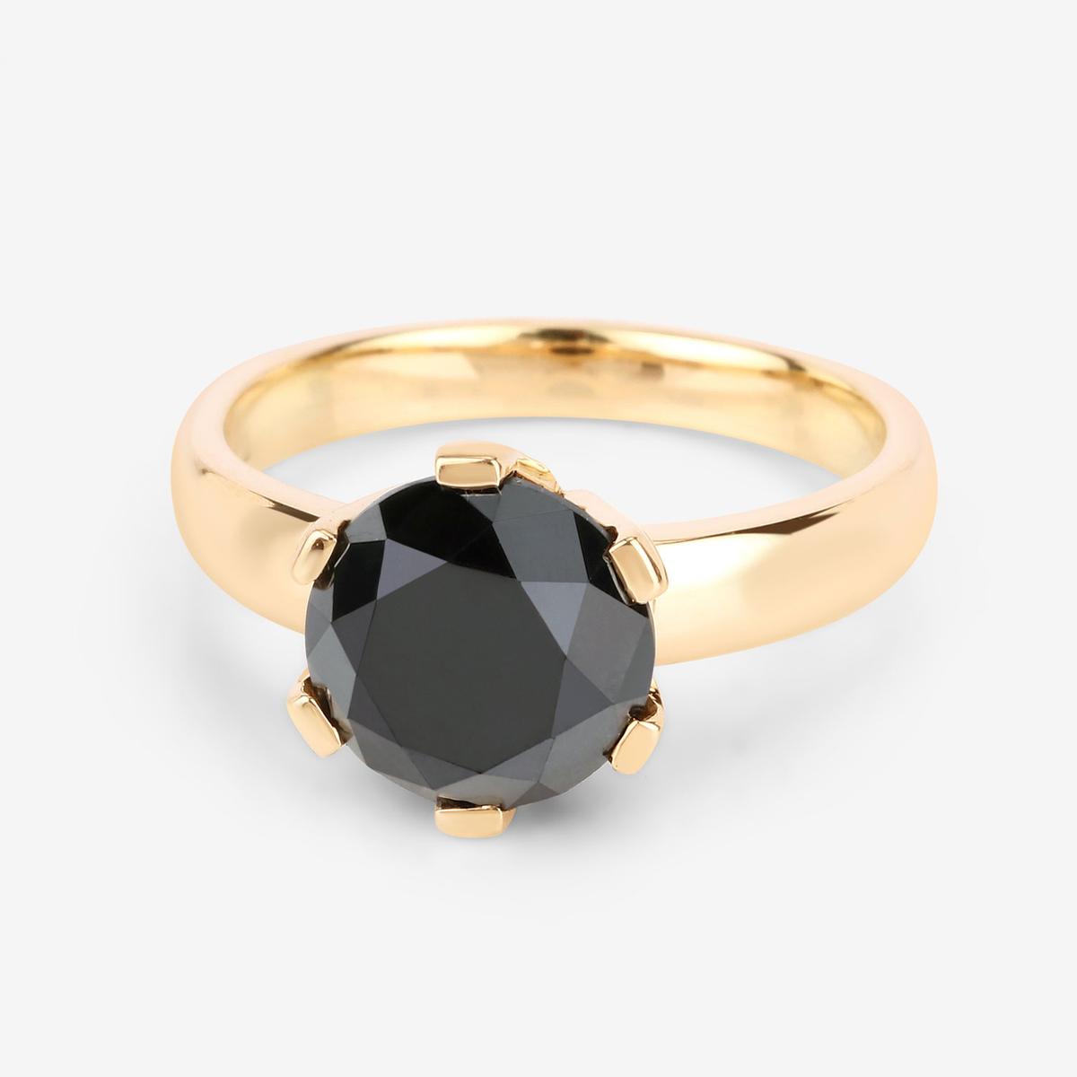 14KT Yellow Gold 3.31ctw Black Diamond Ring