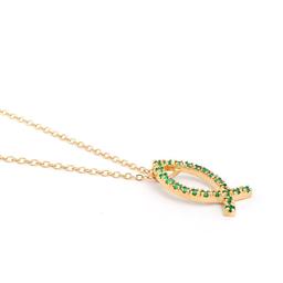 Plated 18KT Yellow Gold 1.02ctw Green Agate Pendant with Chain