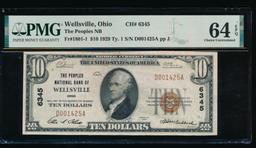 1929 $10 Wellsville OH National PMG 64EPQ