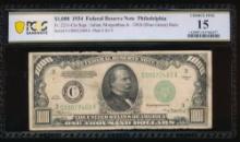 1934 $1000 Philadelphia FRN PCGS 15