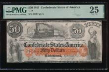 1861 $50 T-15 Confederate PMG 25