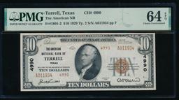 1929 $10 Terrell TX National PMG 64EPQ