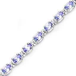 Rhodium Plated 6.00ctw Tanzanite Bracelet