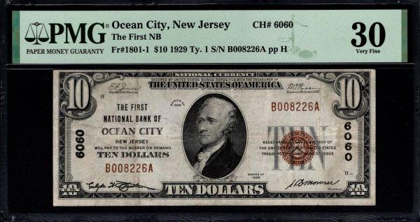 1929 $10 Ocean City NJ National Bank PMG 30