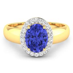 14KT Yellow Gold 1.41ct Tanzanite and Diamond Ring