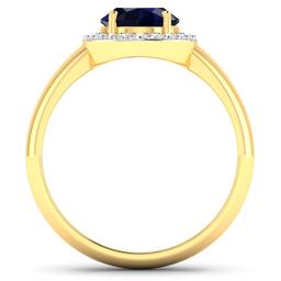 14KT Yellow Gold 2.10ct Blue Sapphire and Diamond Ring