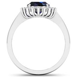 14KT White Gold 1.30ct Blue Sapphire and Diamond Ring