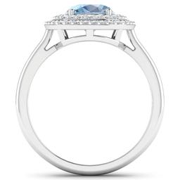 14KT White Gold 1.28ct Aquamarine and Diamond Ring