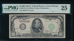 1934A $1000 Chicago FRN PMG 25