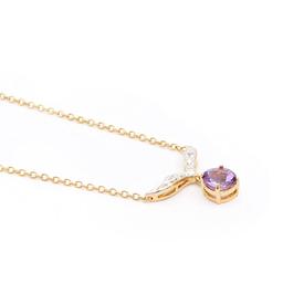 Plated 18KT Yellow Gold 1.04cts Amethyst and Diamond Necklace