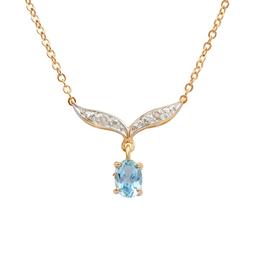 Plated 18KT Yellow Gold 2.65ct Blue Topaz and Diamond Pendant with Chain