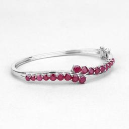 Rhodium Plated 7.48ctw Ruby Bracelet