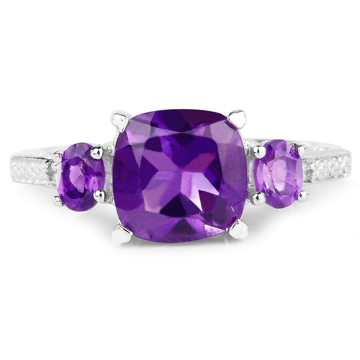 Plated Rhodium 2.37ctw Amethyst and White Topaz Ring