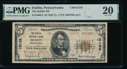 1929 $5 Dublin PA National PMG 20