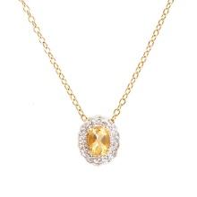 Plated 18KT Yellow Gold 0.82cts Citrine and Diamond Necklace