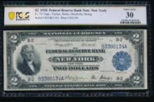 1918 $2 New York FRBN PMG 30