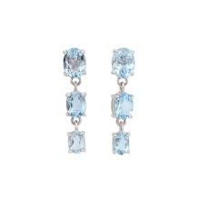 Plated Rhodium 5.25ctw Blue Topaz Earrings