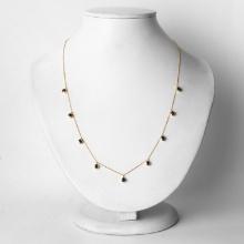 10KT Yellow Gold 1.08ctw Blue Sapphire Necklace