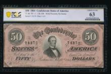1864 $50 T-66 Confederate PCGS 63