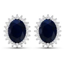 14KT White Gold 2.60ctw Blue Sapphire and Diamond Earrings