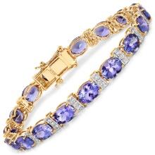 14KT Yellow Gold 20.26ctw Tanzanite and White Diamond Bracelet