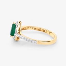 14KT Yellow Gold 0.88ctw Zambian Emerald and White Diamond Ring