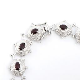 Plated Rhodium 6.05cts Garnet Bracelet