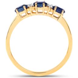 10KT Yellow Gold 0.70ctw Blue Sapphire and White Diamond Ring