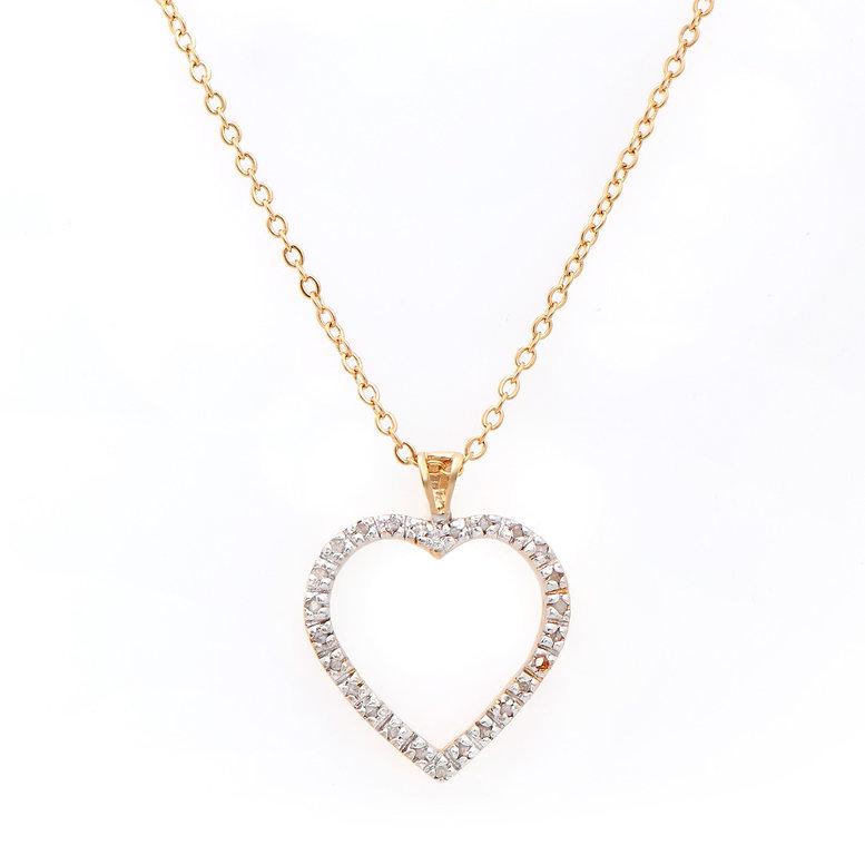 Plated 18KT Yellow Gold 0.22ctw Diamond Heart Pendant with Chain