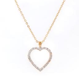 Plated 18KT Yellow Gold 0.22ctw Diamond Heart Pendant with Chain