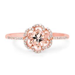 14KT Rose Gold 0.54ctw Morganite and White Diamond Ring