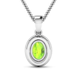 14KT White Gold 1.05ct Peridot and Diamond Pendant with Chain