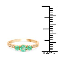 14KT Yellow Gold 0.48ctw Zambian Emerald and White Diamond Ring