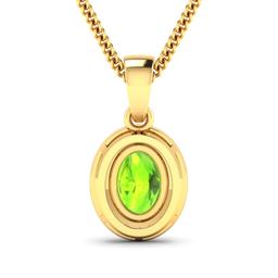 14KT Yellow Gold 1.05ct Peridot and Diamond Pendant with Chain