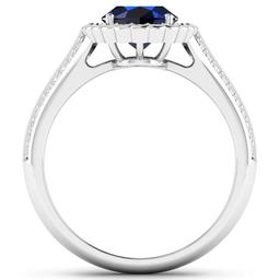 14KT White Gold 2.10ct Blue Sapphire and Diamond Ring