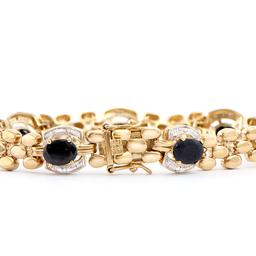 Plated 18KT Yellow Gold 11.00ctw Black Sapphire and Diamond Bracelet