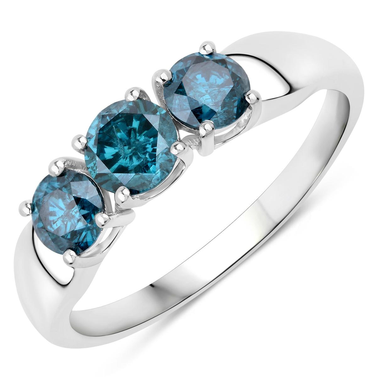 14KT White Gold 1.03ctw Blue Diamond Ring