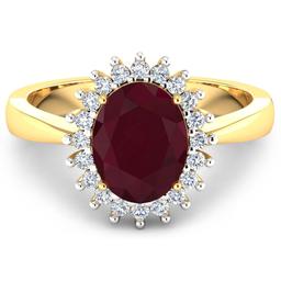 14KT Yellow Gold 1.5ct Ruby and Diamond Ring