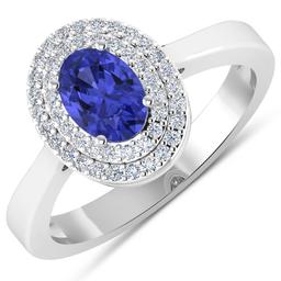 14KT White Gold 0.75ct Tanzanite and Diamond Ring