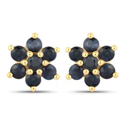 10KT Yellow Gold 0.84ctw Blue Sapphire Earrings