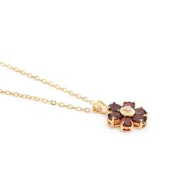 Plated 18KT Yellow Gold 2.26cts Garnet and Diamond Necklace