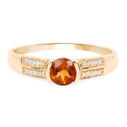 14KT Yellow Gold 0.51ctw Citrine and White Diamond Ring