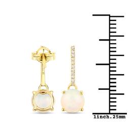 10KT Yellow Gold 1.06ctw Ethiopian Opal and White Diamond Earrings