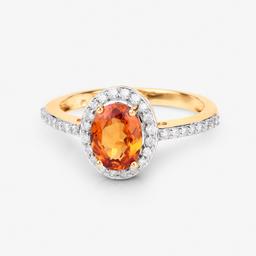 14KT Yellow Gold 1.66ctw Spessartite Garnet and White Diamond Ring