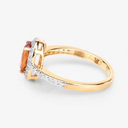 14KT Yellow Gold 1.66ctw Spessartite Garnet and White Diamond Ring