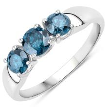 14KT White Gold 1.15ctw Blue Diamond Ring