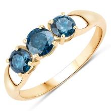 14KT Yellow Gold 1.08ctw Blue Diamond Ring